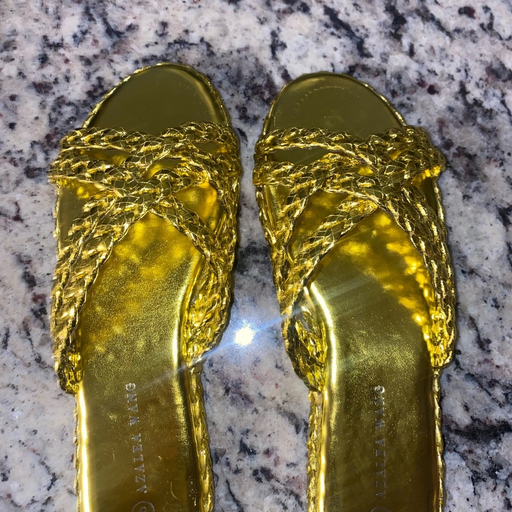Akira Woven Slide Sandals Womens 8 Gold